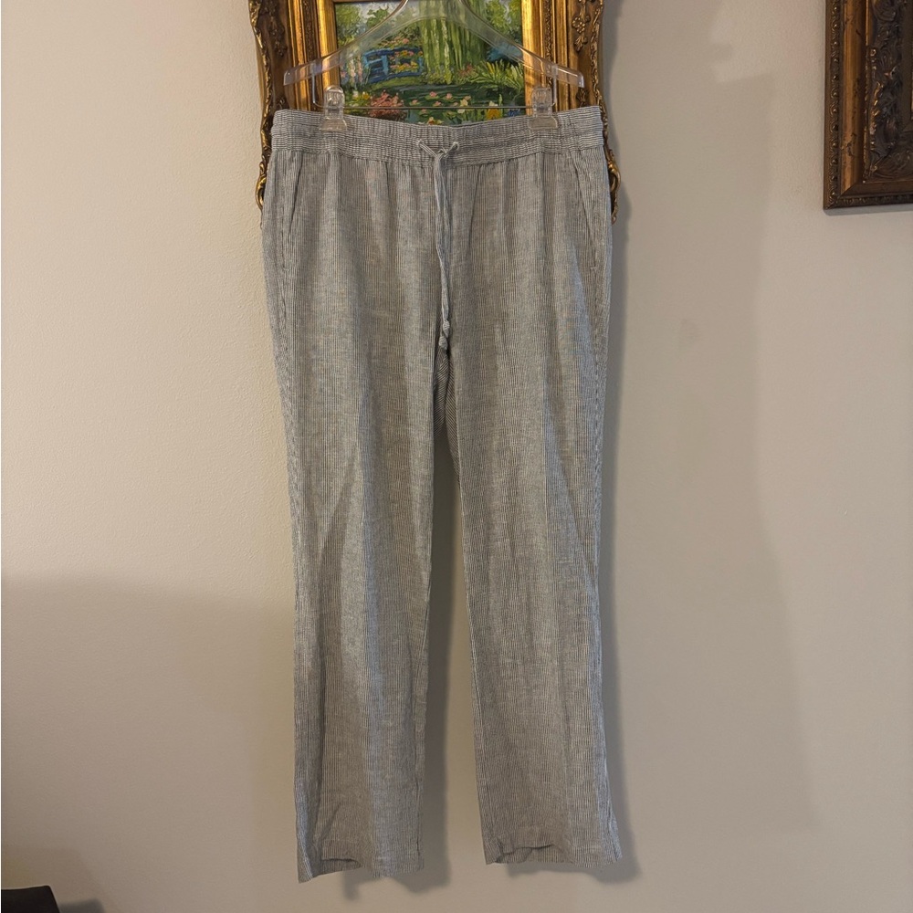 Ann Taylor Linen Blend Light Blue striped pants